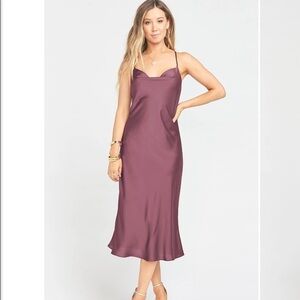 Show Me Your Mumu Verona Cowl Dress in‎ Dusty Plum Luxe Satin sz XS